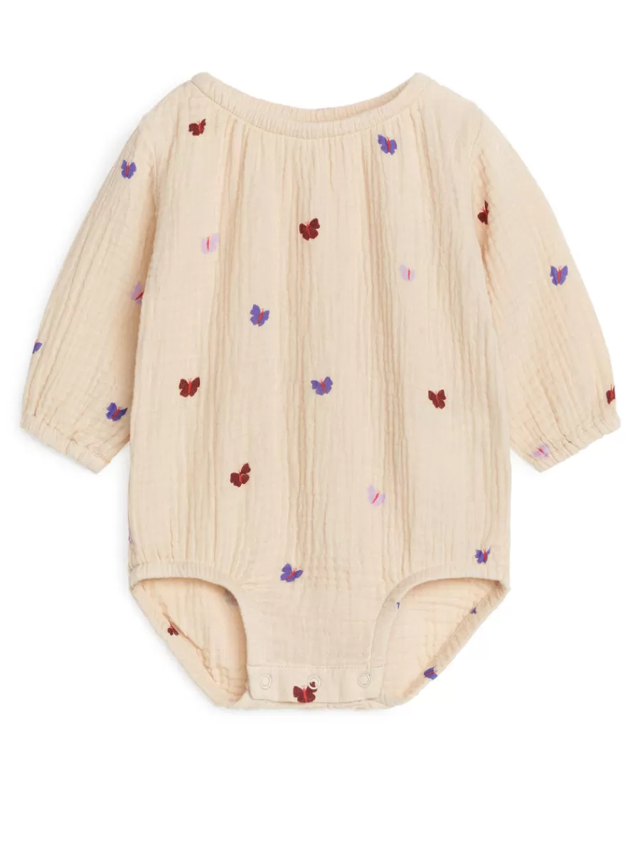 Bodys-ARKET Barboteuse en mousseline de coton Beige/Papillons