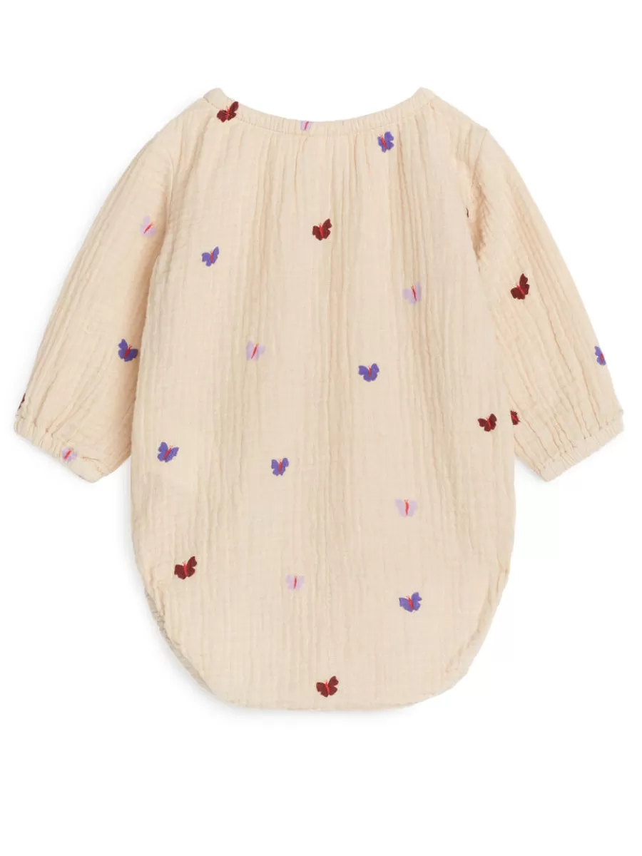 Bodys-ARKET Barboteuse en mousseline de coton Beige/Papillons