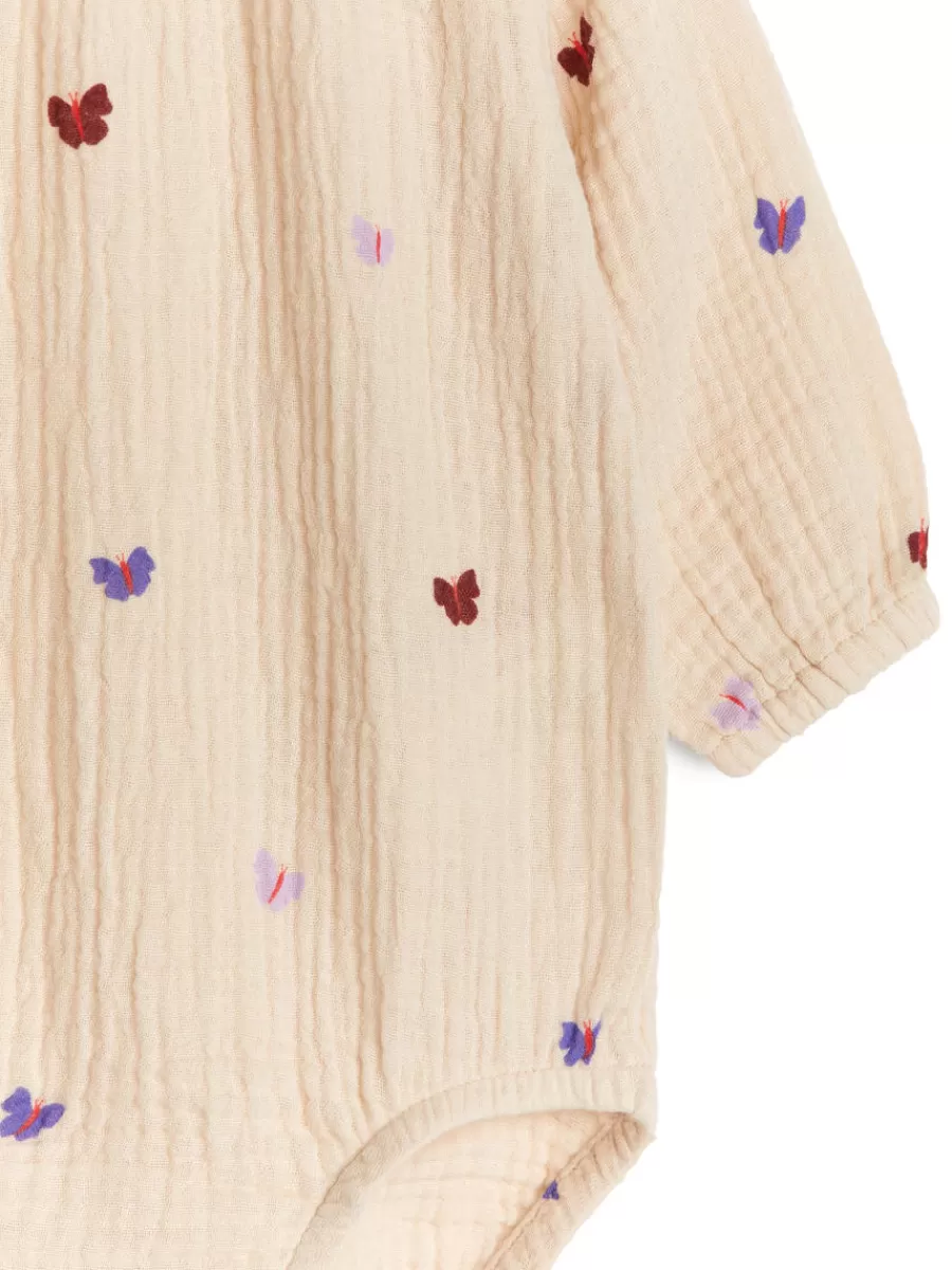 Bodys-ARKET Barboteuse en mousseline de coton Beige/Papillons