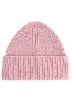 Tous Les Accessoires-ARKET Bonnet côtelé en laine mélangée Rose chiné