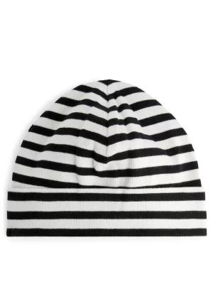 Tous Les Accessoires-ARKET Bonnet en coton Blanc/Noir