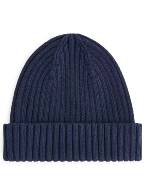 Accessoires-ARKET Bonnet en tricot côtelé Bleu marine