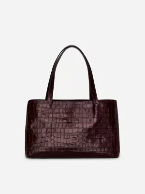 Tous Les Sacs-ARKET Cabas en cuir effet croco Bordeaux