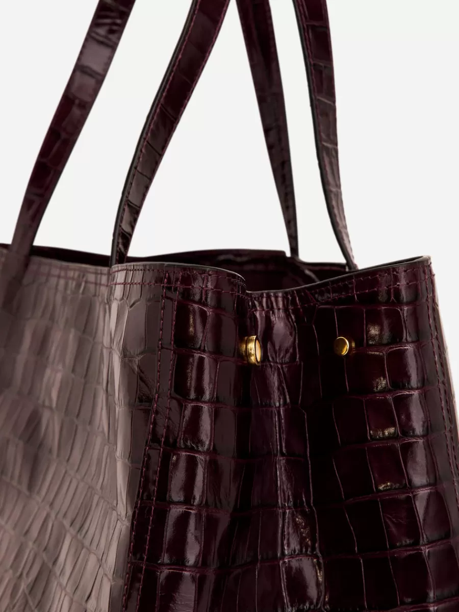 Tous Les Sacs-ARKET Cabas en cuir effet croco Bordeaux