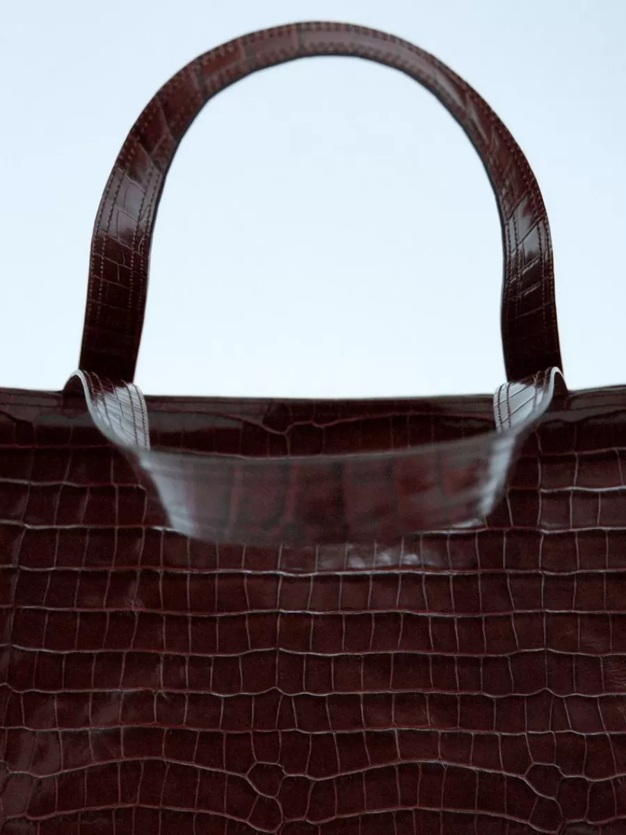 Tous Les Sacs-ARKET Cabas en cuir effet croco Bordeaux