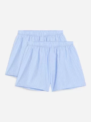 Sous-Vêtements-ARKET Caleçons tissés, lot de 2 Bleu clair/Blanc