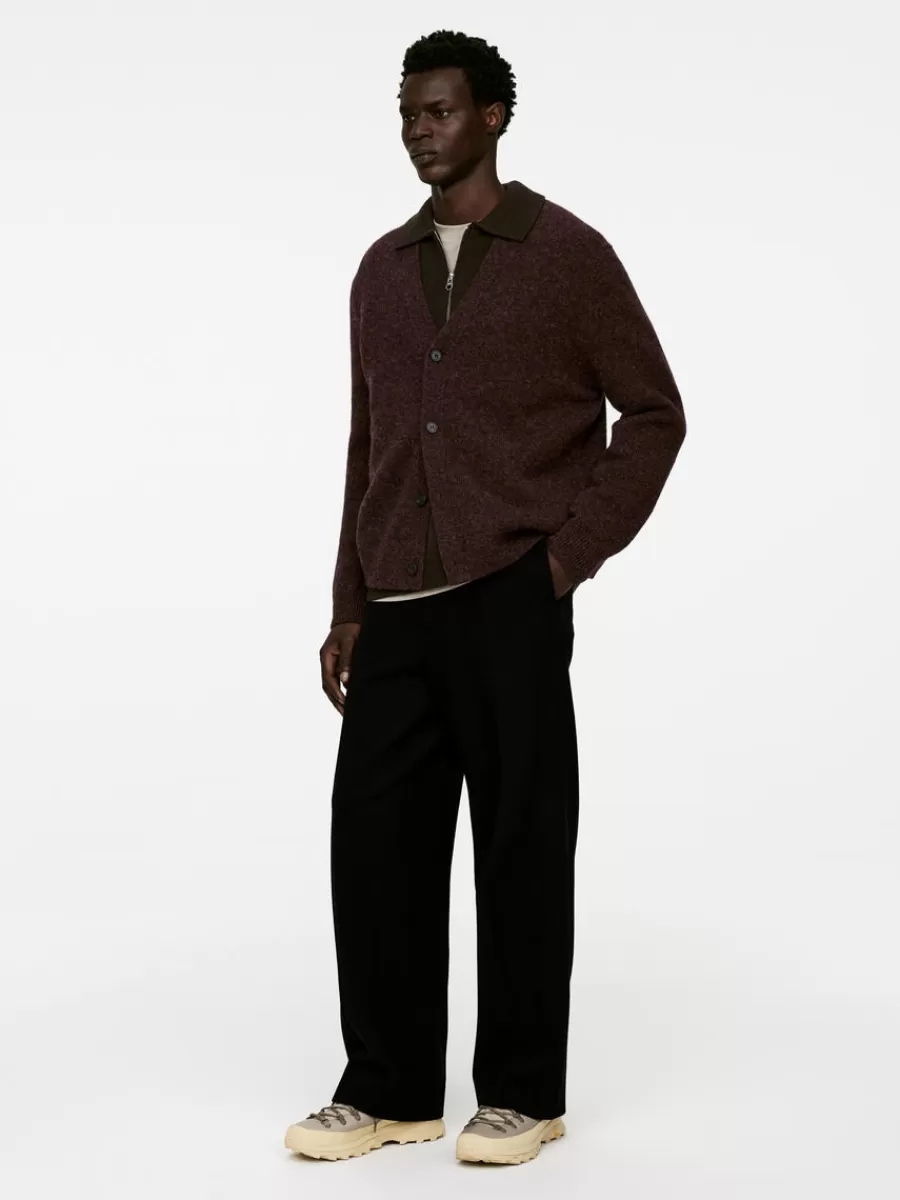 Maille-ARKET Cardigan en laine col en V Bordeaux