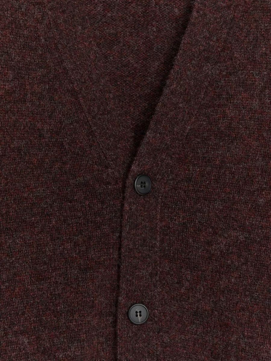 Maille-ARKET Cardigan en laine col en V Bordeaux
