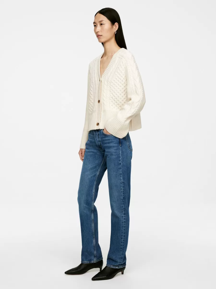 Mailles Et Cardigans-ARKET Cardigan en maille de laine torsadée Blanc cassé