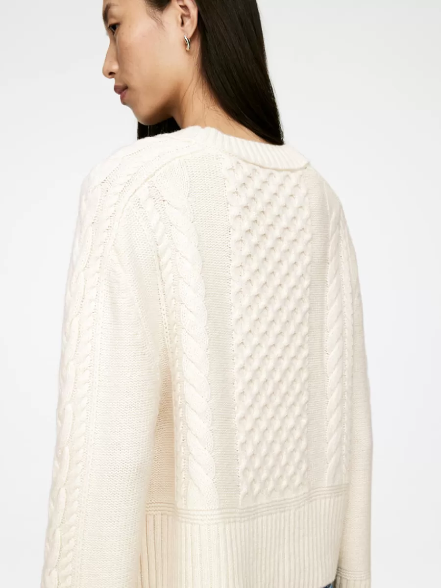 Mailles Et Cardigans-ARKET Cardigan en maille de laine torsadée Blanc cassé