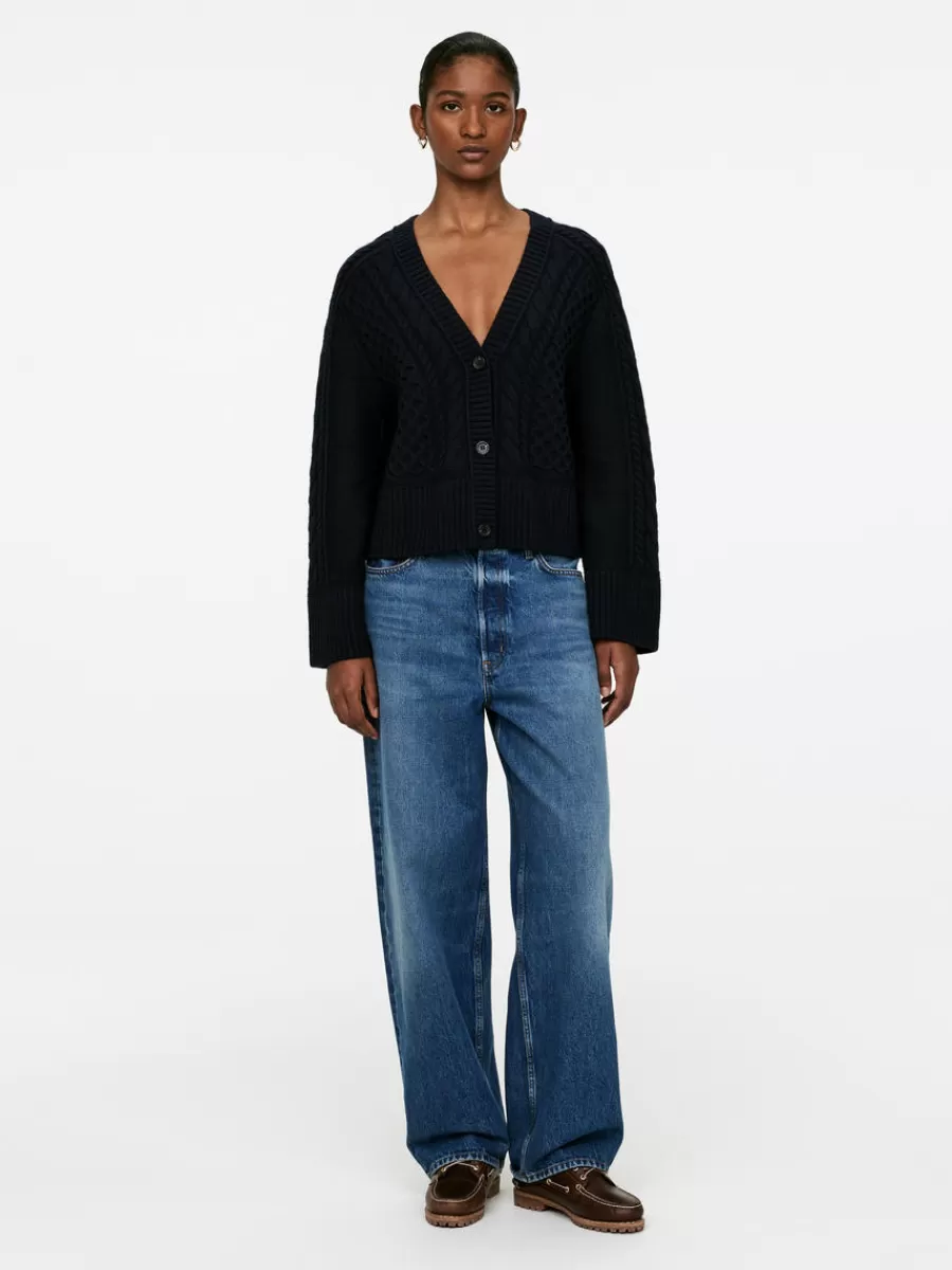 Mailles Et Cardigans-ARKET Cardigan en maille de laine torsadée Bleu foncé