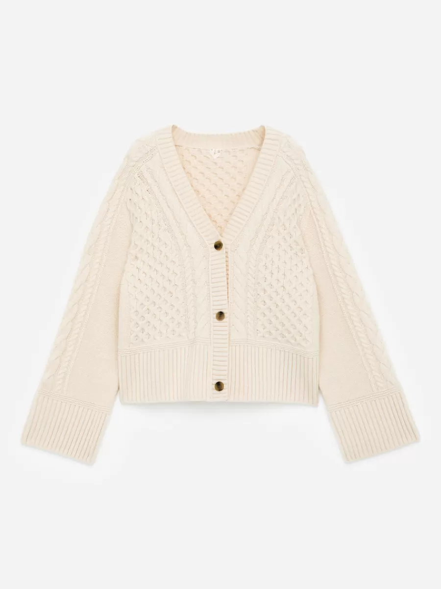 Mailles Et Cardigans-ARKET Cardigan en maille de laine torsadée Blanc cassé