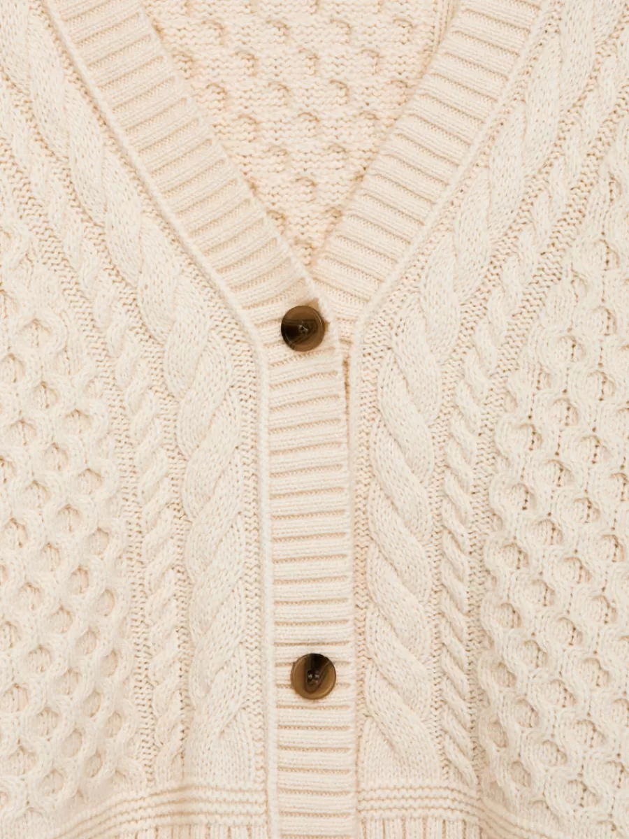 Mailles Et Cardigans-ARKET Cardigan en maille de laine torsadée Blanc cassé