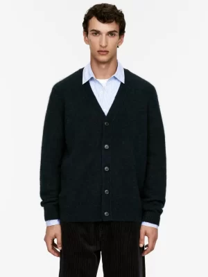 Maille-ARKET Cardigan en mélange de laine et d'alpaga Bleu foncé