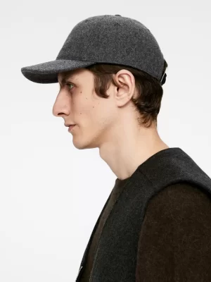Chapeaux-ARKET Casquette en laine feutrée Gris foncé
