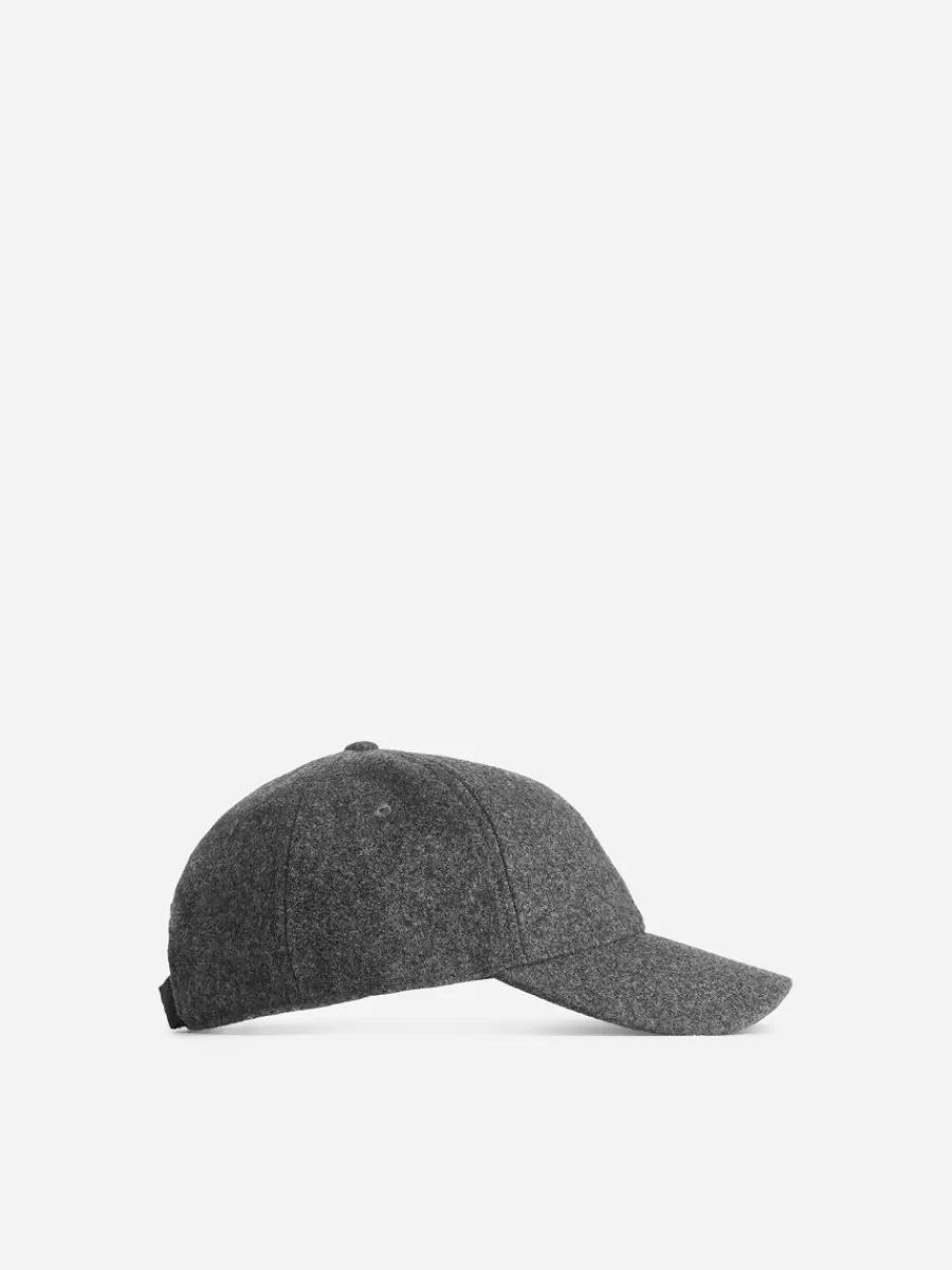 Chapeaux-ARKET Casquette en laine feutrée Gris foncé