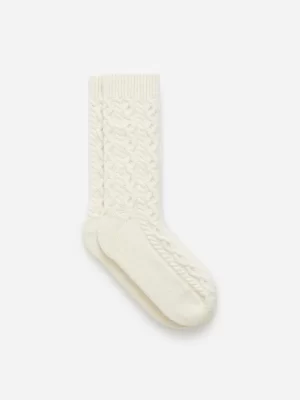 Chaussettes-ARKET Chaussettes à mailles torsadées en laine mélangée Blanc cassé