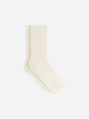 Chaussettes-ARKET Chaussettes en coton à chevrons Blanc cassé