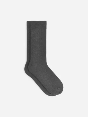 Chaussettes-ARKET Chaussettes en coton mercerisé unies Gris chiné