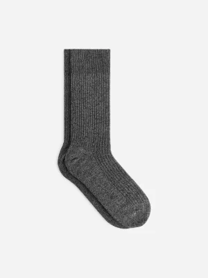 Chaussettes-ARKET Chaussettes en coton Supima côtelé Gris foncé chiné