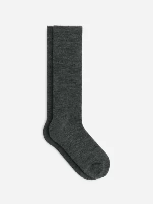 Chaussettes-ARKET Chaussettes en laine côtelée Gris chiné