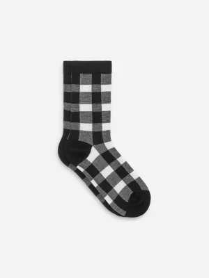 Chaussettes-ARKET Chaussettes en maille jacquard Blanc/Noir