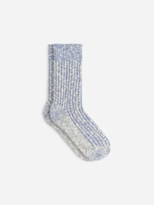 Chaussettes-ARKET Chaussettes en maille épaisse Blanc/Bleu chiné
