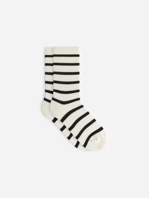 Chaussettes-ARKET Chaussettes rayées en coton Blanc cassé/Noir