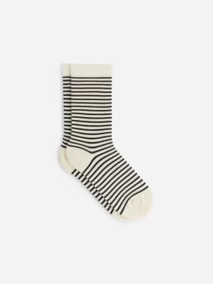 Chaussettes-ARKET Chaussettes rayées en coton Blanc/Gris foncé