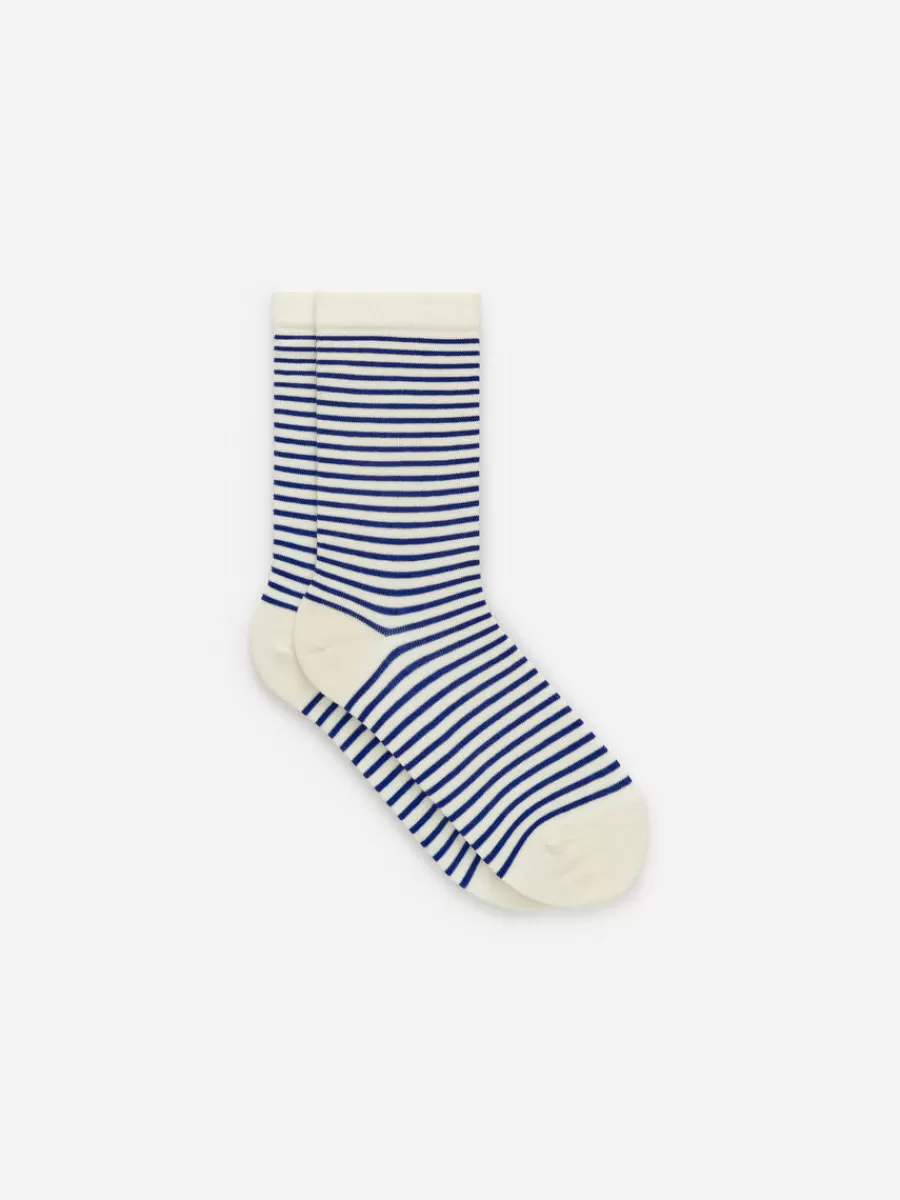 Chaussettes-ARKET Chaussettes rayées en coton Blanc cassé/Bleu