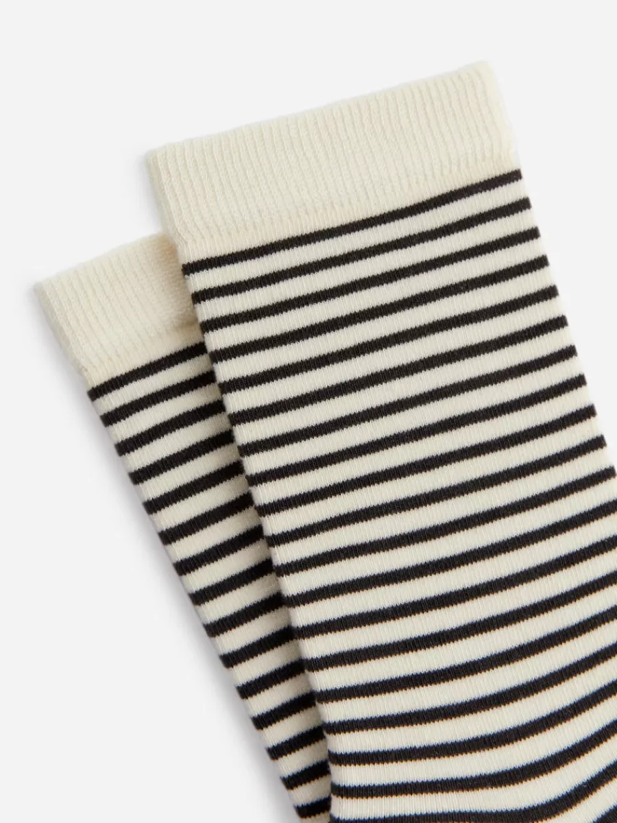 Chaussettes-ARKET Chaussettes rayées en coton Blanc/Gris foncé