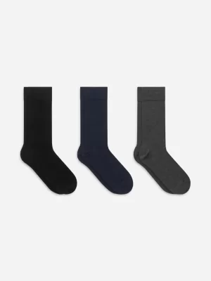 Chaussettes-ARKET Chaussettes unies, lot de 3 Noir/Gris foncé/Bleu foncé