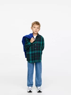 Hauts | Chemises-ARKET Chemise à carreaux en flanelle Vert/Bleu
