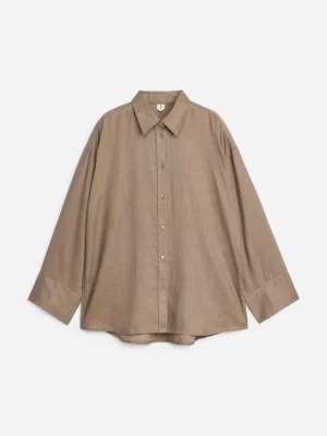 Chemises Et Chemisiers-ARKET Chemise ample en lin Taupe