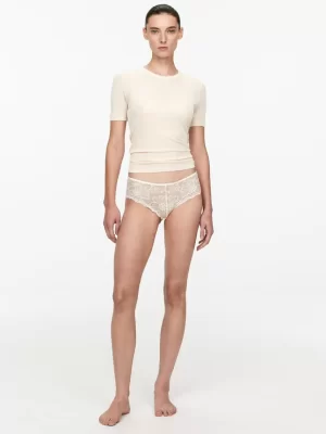 Sous-Vêtements-ARKET Culotte hipster en dentelle Blanc cassé