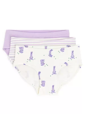 Sous-Vêtements-ARKET Culottes en jersey de coton. Blanc/Mauve