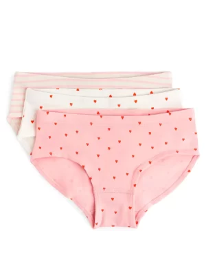 Sous-Vêtements-ARKET Culottes en jersey de coton. Rose/Blanc cassé