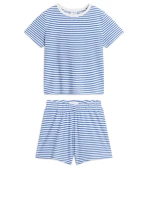 Pyjamas-ARKET Ensemble pyjama court en jersey Bleu/Blanc