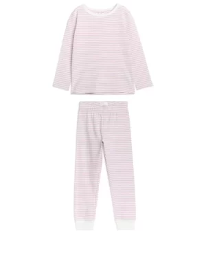 Pyjamas-ARKET Ensemble pyjama en jersey Mauve/Blanc