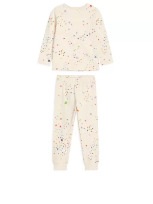 Pyjamas-ARKET Ensemble pyjama en jersey Blanc cassé/Étoiles