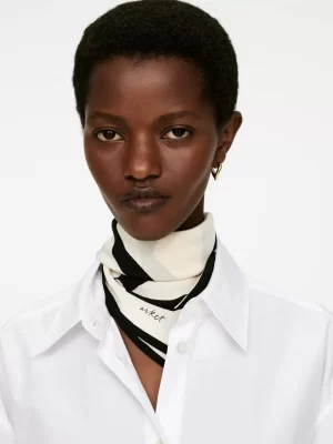 Écharpes Et Cols-ARKET Foulard en soie imprimé Blanc cassé/Noir