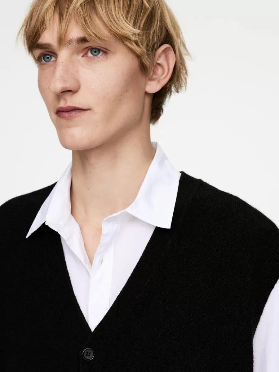 Maille-ARKET Gilet cardigan en laine et coton Noir