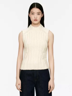 Mailles Et Cardigans-ARKET Gilet en maille côtelée Blanc cassé