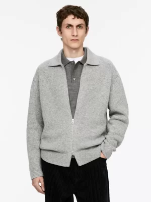 Maille-ARKET Gilet zippé en laine Gris chiné