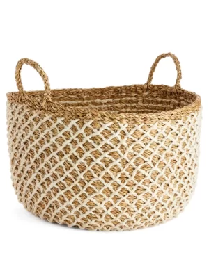 Température De Conservation | Température De Conservation-ARKET Grand panier de rangement Beige/Blanc cassé