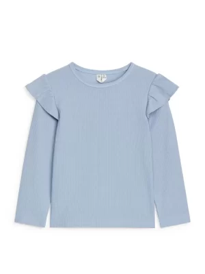 Hauts | Hauts-ARKET Haut en jersey avec volant Bleu poudré