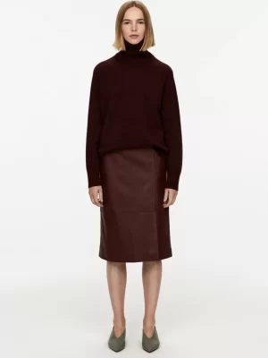 Jupes-ARKET Jupe midi en cuir Rouge foncé