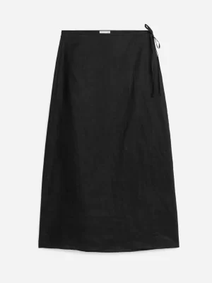 Jupes-ARKET Jupe portefeuille en lin Noir