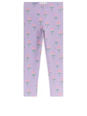 Pantalons Et Shorts | Leggings-ARKET Legging côtelé Mauve/Imprimé floral
