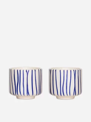 Accessoires De Table | Tasses-ARKET Lot de 2 tasses en grès Bleu/Rayures